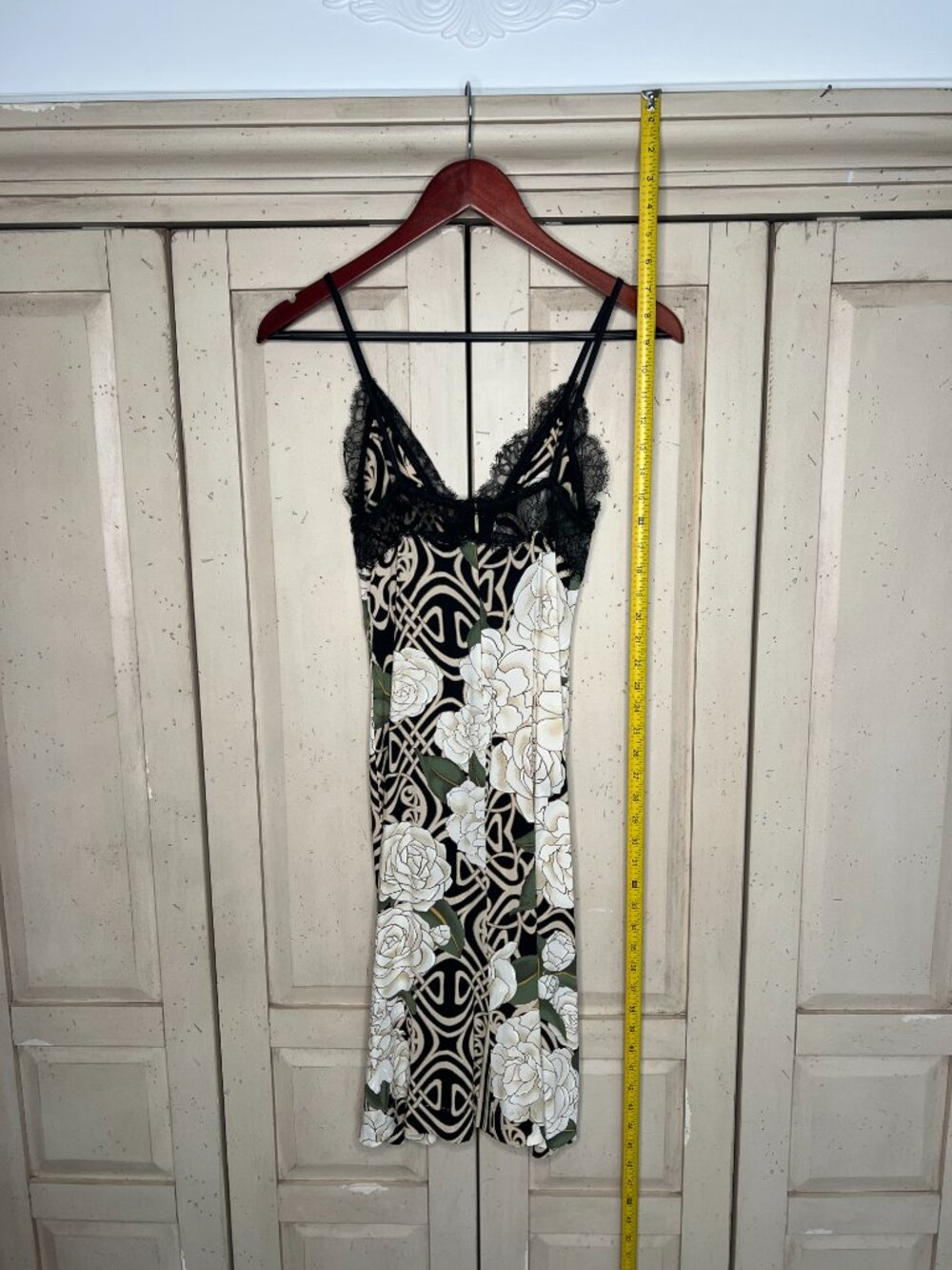 Roberto Cavalli Y2K Silk Rose Print Lace Slip Dress Art Nouveau IT 38 US 2 - Picture 15 of 15